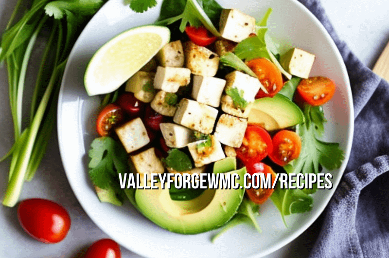 Tofu salad with mixed greens and vegetables